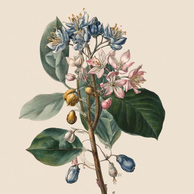 draw botanical illustration flower, plant
