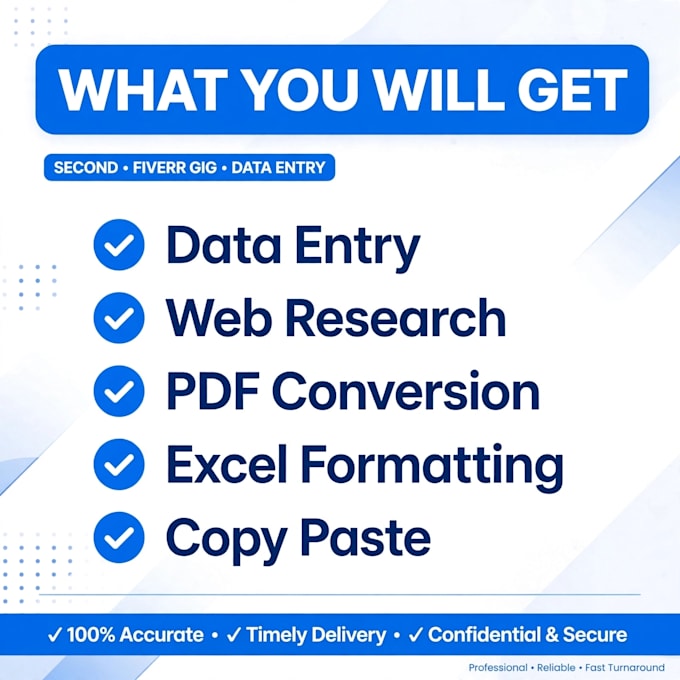 do fast data entry, excel work, pdf to word and typing work