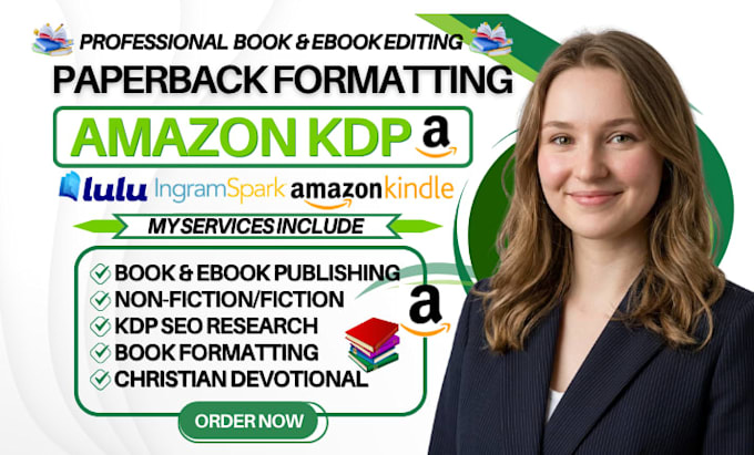 do paper back formatting, kdp book publishing, kindle book and ebook formatting