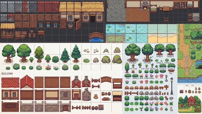 create 2d pixel art tileset game art tilemap pixel character
