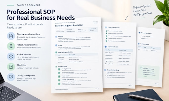 create clear sops, process documentation and workflows for your business