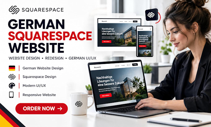 do german squrespace website design, redesign german squarespace website