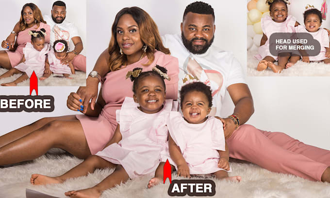 do photo merging, photoshop image editing, face swap, any photo editing