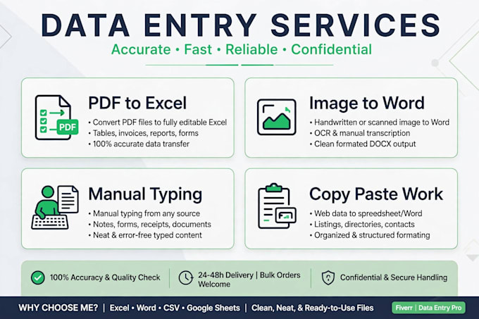 fast and accurate data entry and excel work
