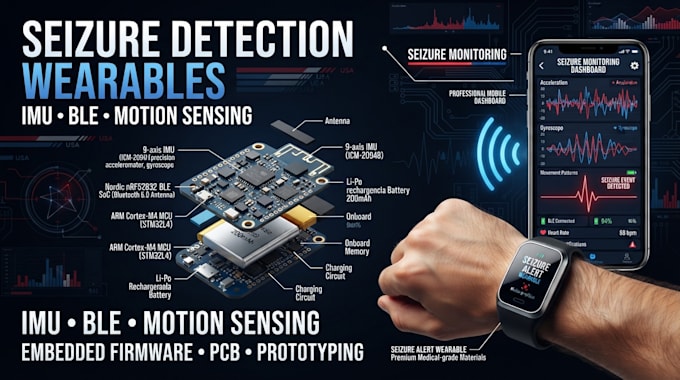 develop seizure detection wearables with imu, ble and embedded firmware
