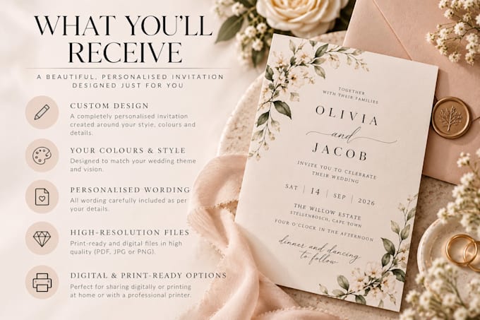 design an elegant custom wedding invitation