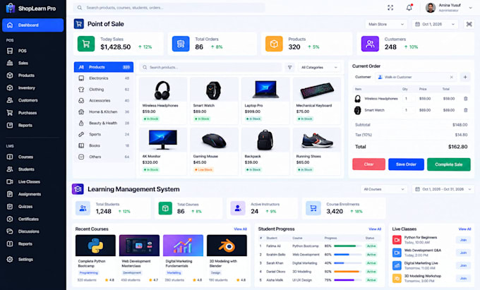 build ai software developer, ai saas app, ai agent, erp, pos, lms, crm software