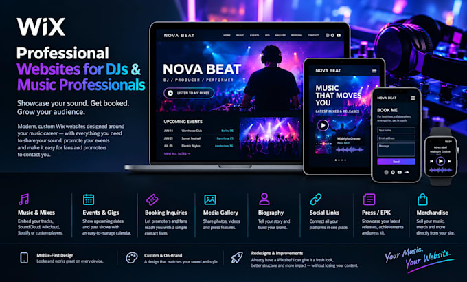 create wix dj website music artist website and booking website