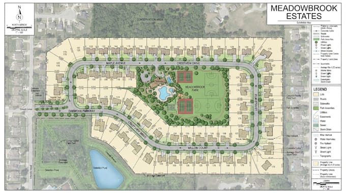 create residential subdivision maps with roads, lot and amenities