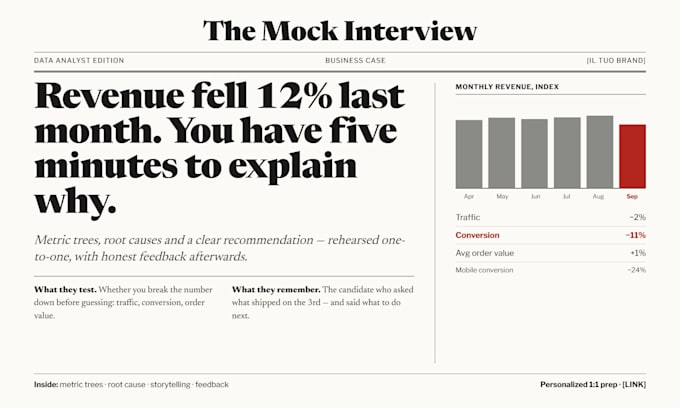 conduct a tailored data analyst mock interview with detailed feedback