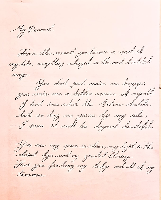 write beautiful cursive handwriting letter and notes