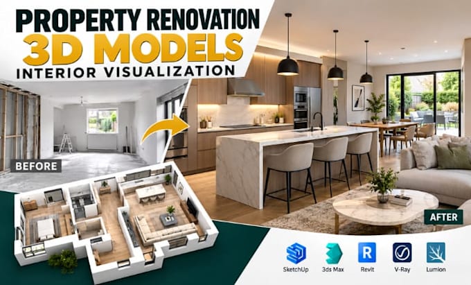 create 3d property renovation models, interior visualization