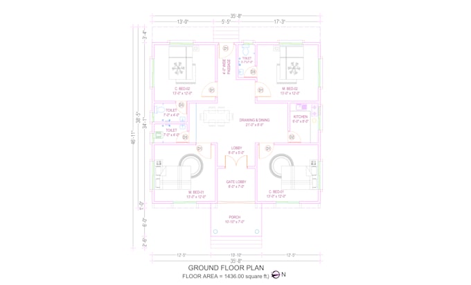 make apartment or duplex floor plan in autocad
