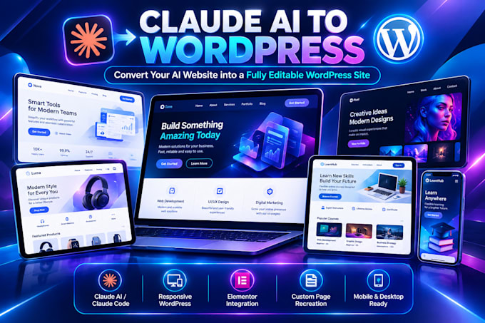 convert claude ai website to editable wordpress website