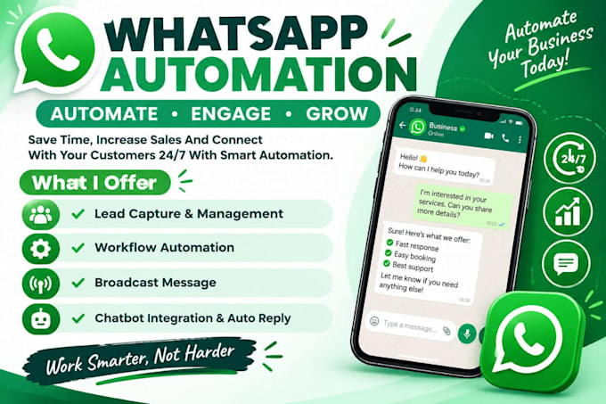 build whatsapp automation, chatbots, API integration with manychat chatbot