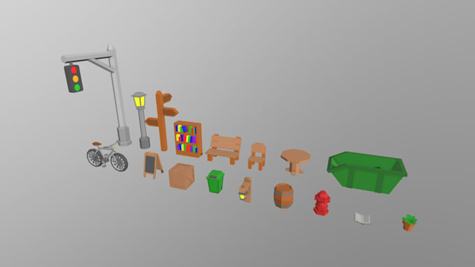 create low poly 3d assets and props for your game