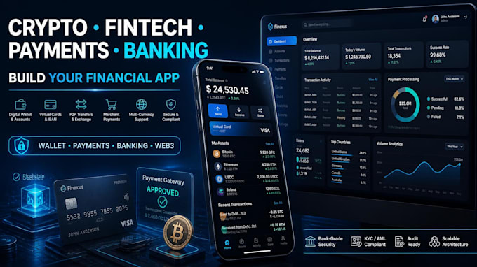 develop crypto wallet app, fintech app, payment app and banking software