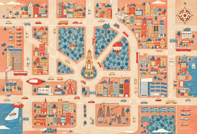 create map illustration, vector map, city map, travel map and event map