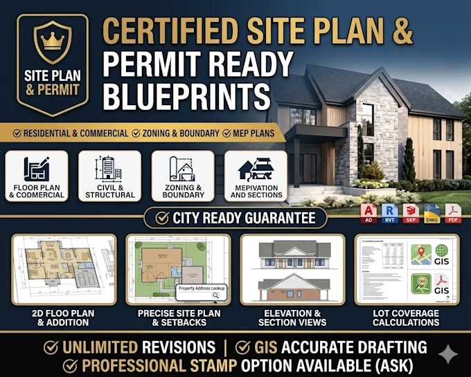 draw architectural permit drawings and residential site plan