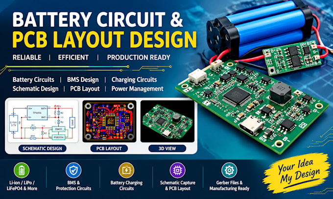 design battery circuit, bms, charger and pcb layout