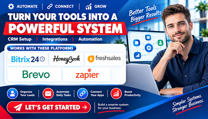 setup bitrix24, honeybook, freshsales automation brevo zapier integration