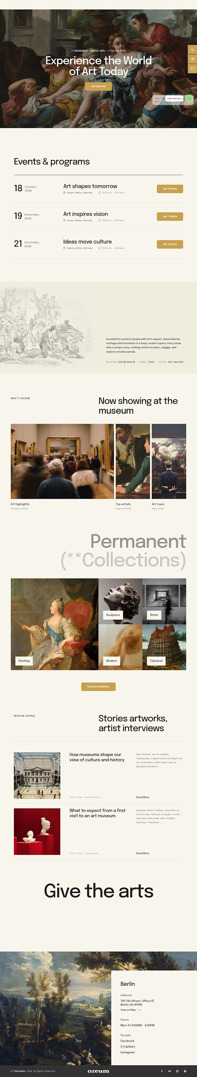 build art gallery and museum website design