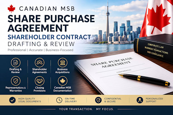 canadian msb share purchase agreement shareholder contract document draft review