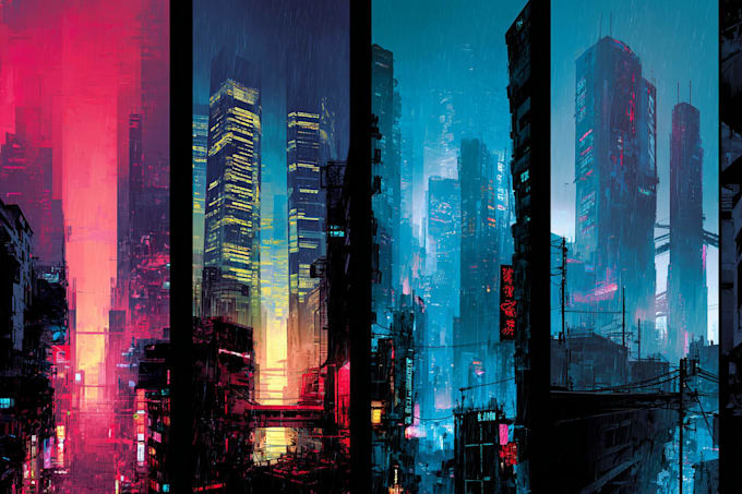 do a futuristic cyberpunk city design