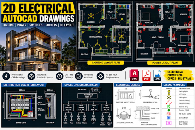 create professional electrical drawings in autocad 2d