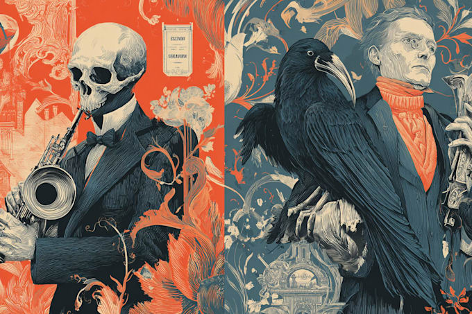 create vintage horror comic book illustration