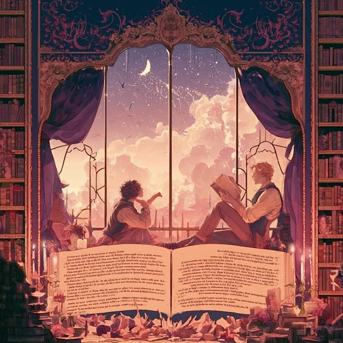 design premium romantic book cover art