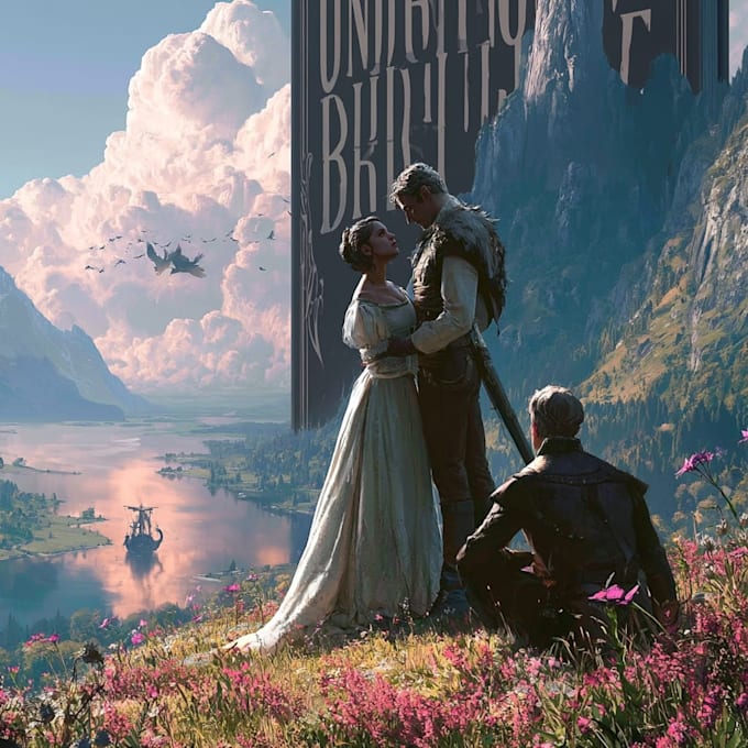 design romantic book cover with cinematic art