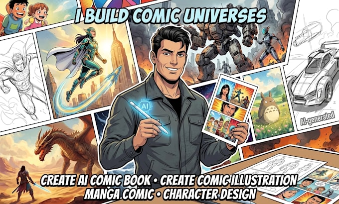 create ai comic book create comic illustration manga comic and character design