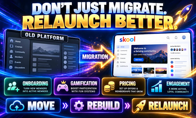 migrate kajabi circle mighty networks skool relaunch thinkific teachable course