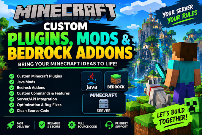 create custom minecraft plugins java mods and bedrock addons