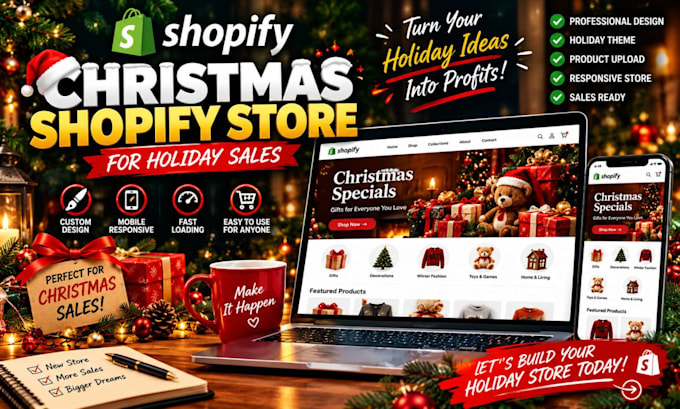 create or redesign your shopify store for christmas sales boost