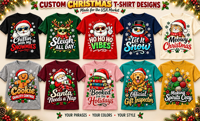 create a custom christmas t shirt design bundle