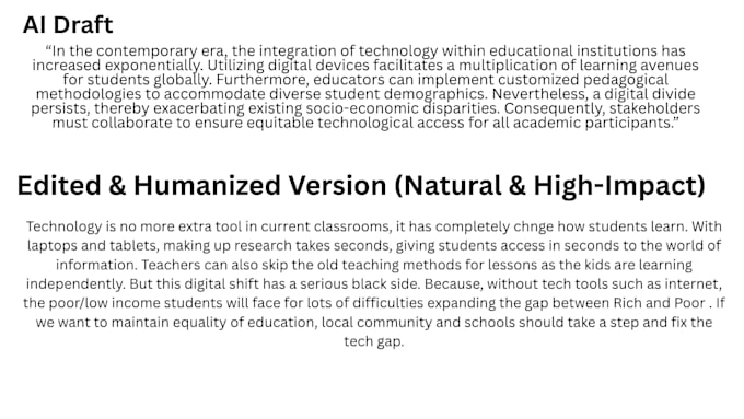 humanize ai content and proofread english text