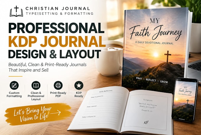 format christian journals, prayer journals and KDP interiors