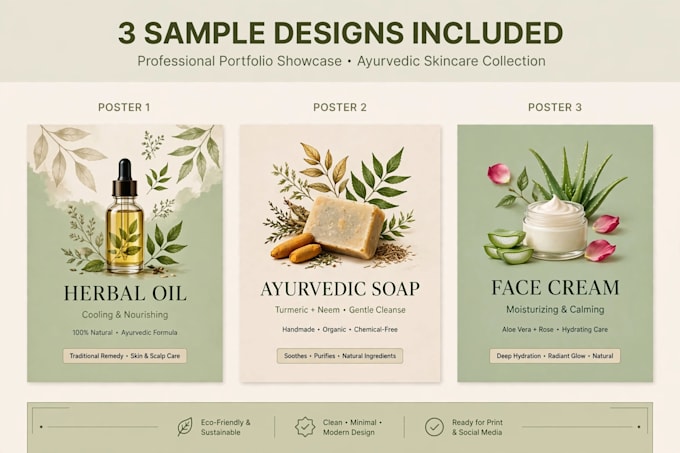 design modern ayurvedic product posters