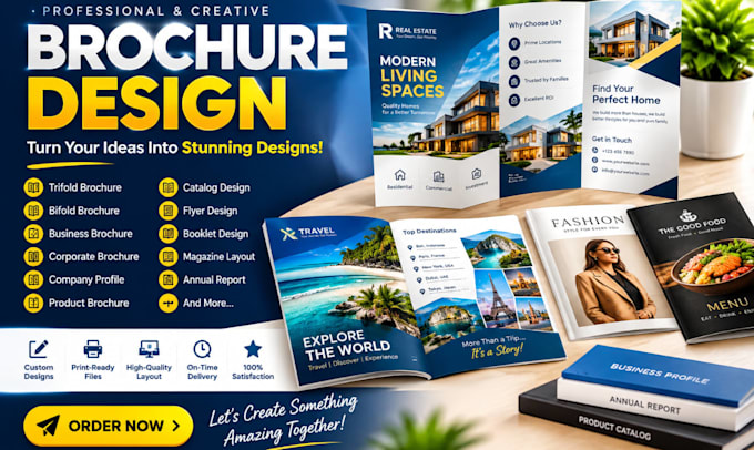 brochure design, product booklet, and catalog design
