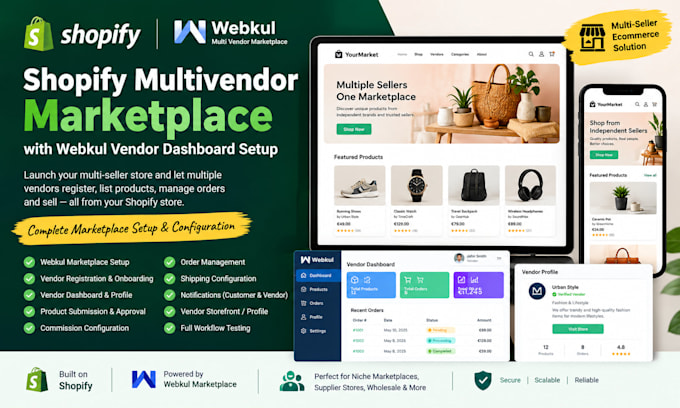 build shopify multivendor marketplace with webkul vendor dashboard setup