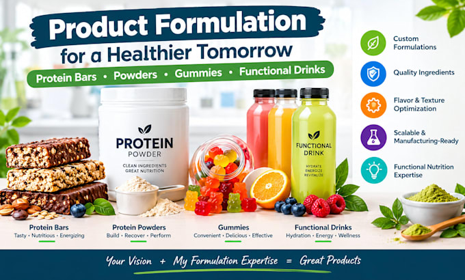 formulate protein bars, powders, gummies, and functional drink recipes