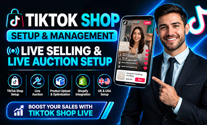 Setup tiktok shop live auction, selling studio and product integration ...
