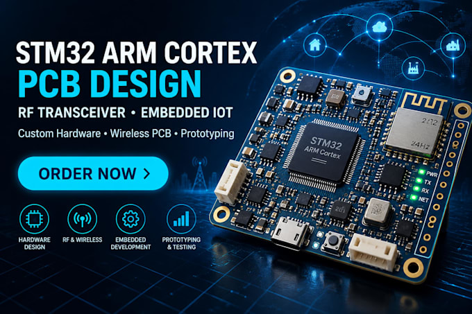 stm32 arm cortex pcb design with rf transceiver and embedded iot solutions