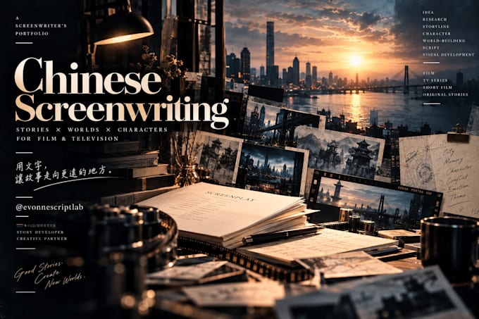 write chinese screenplays, film scripts, and TV series