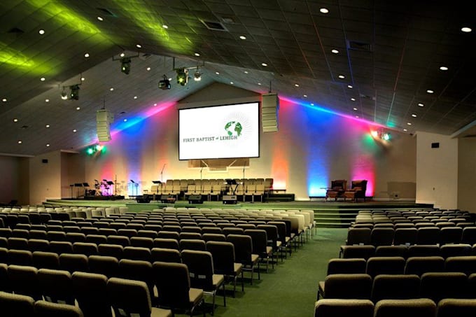 create custom architectural 3d church interior design with ligthing materials