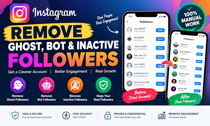 remove ghost, bot and inactive instagram followers