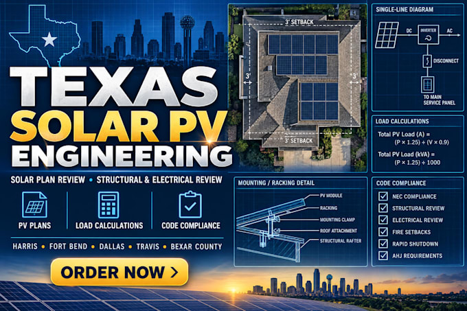 review and engineering seal texas solar pv plans for county approval