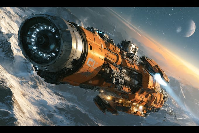 design spaceship, sci fi illustration and sci fi art